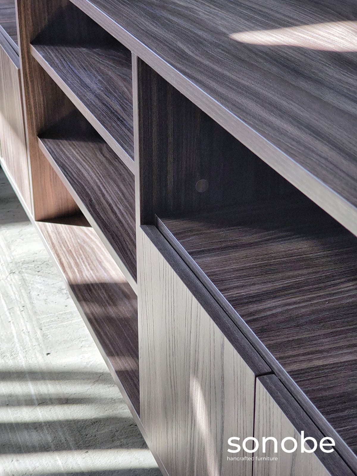 walnut credenza i — grain and door detail