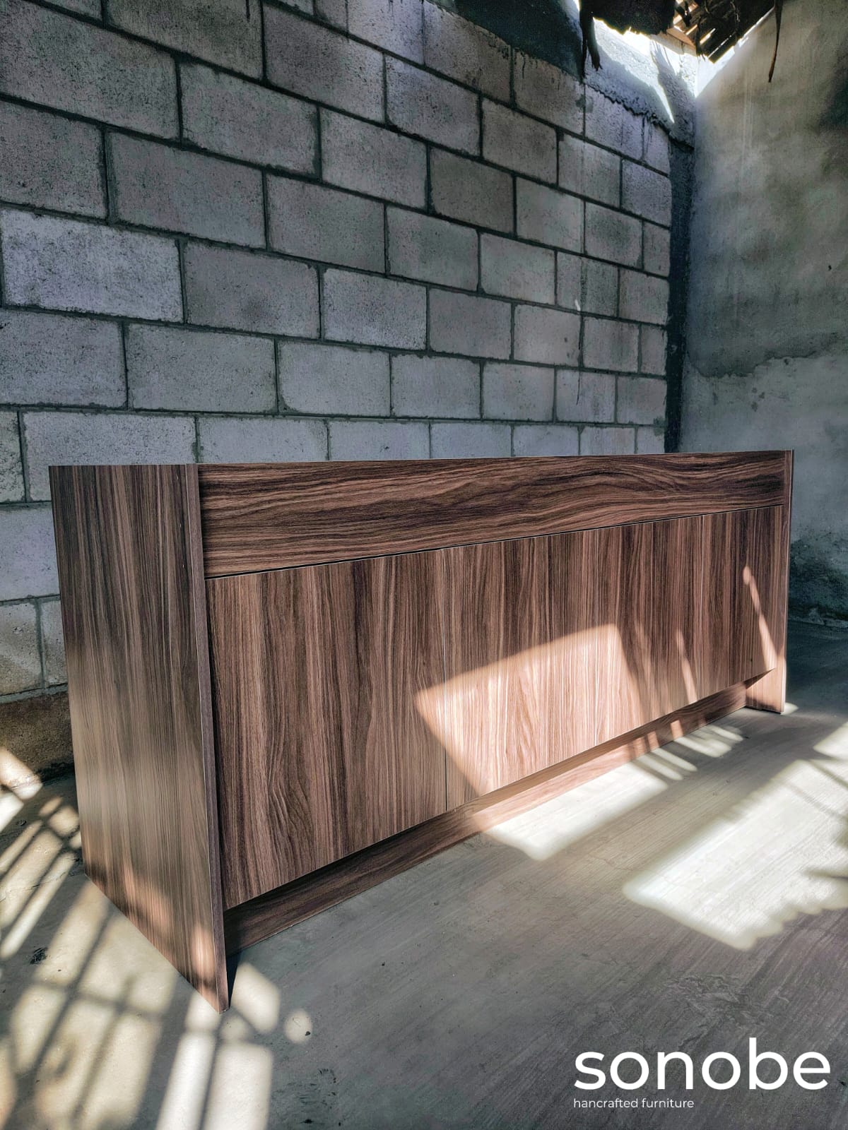 walnut credenza ii — full front with closed panel doors