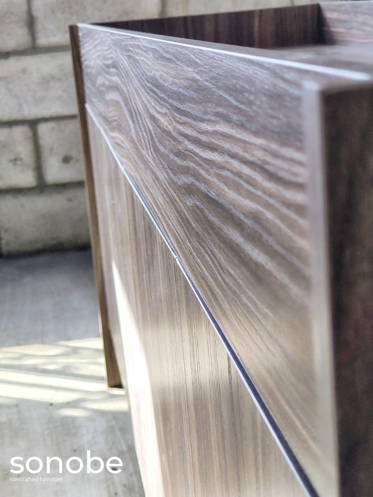 walnut credenza ii — book-matched grain detail